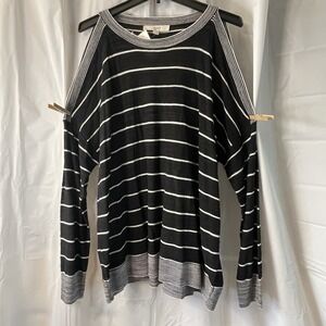 Womens LOFT Stripe Cold Shoulder Relaxed‎ Oversized Comfort Fit  Top Sz XL NWT